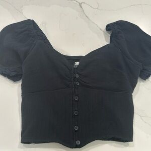 Cropped Ruffle Sleeve Shirt